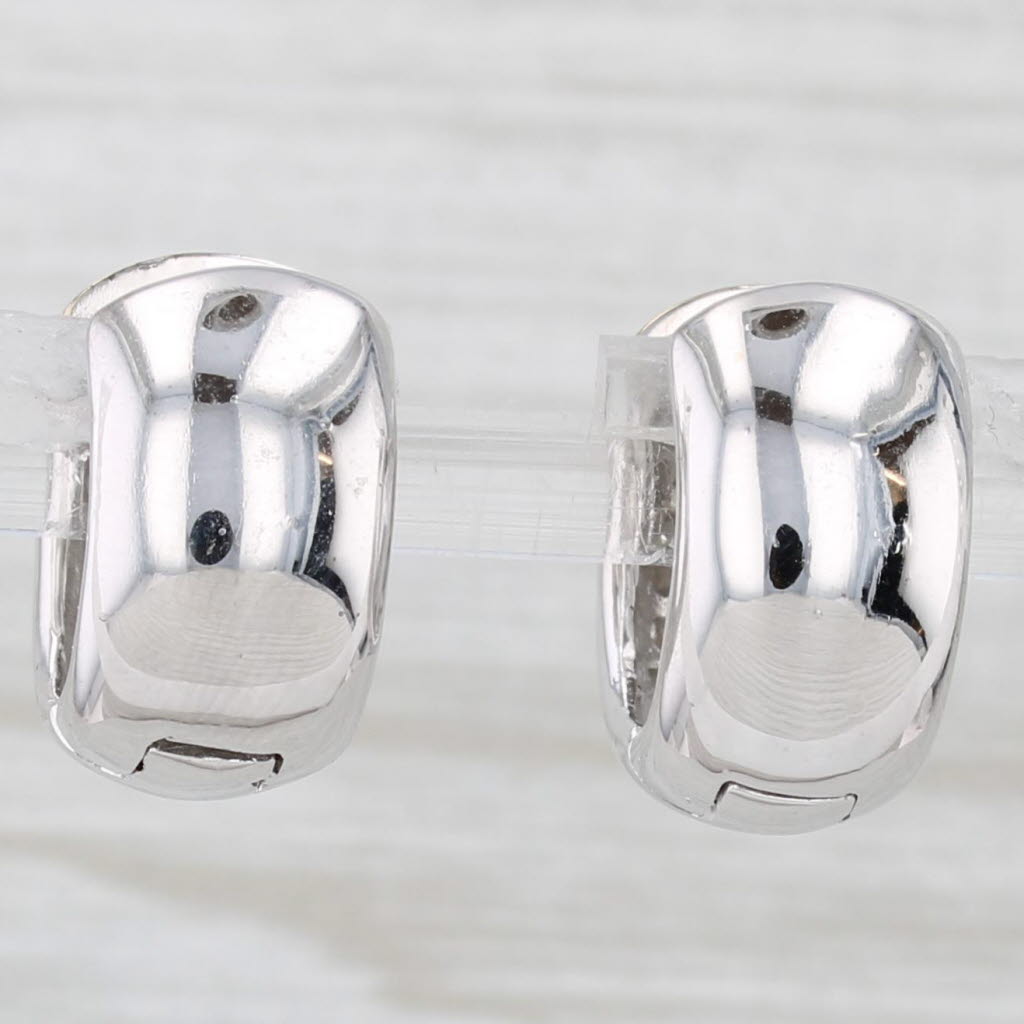 Light Gray 1.80ctw Pave Diamond Hoop Huggie Earrings 18k White Gold