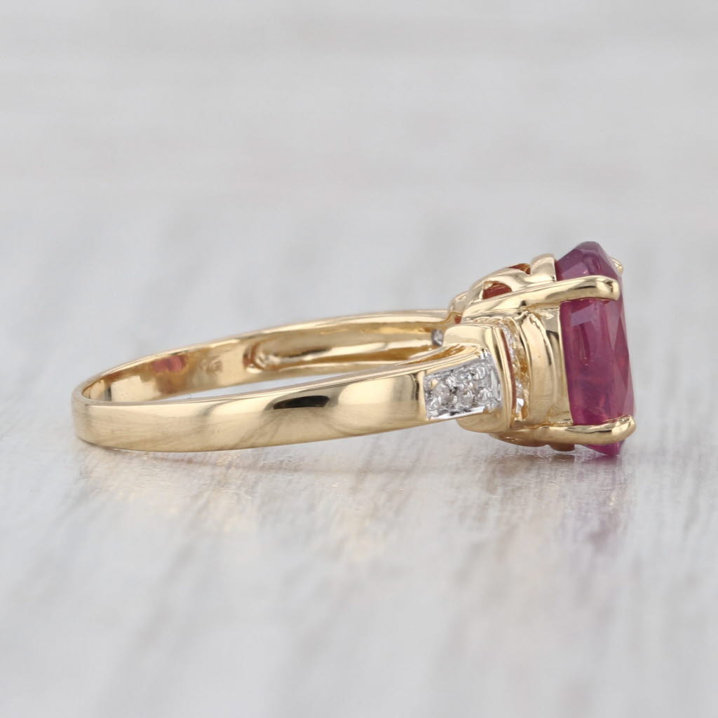 4.14ctw Oval Ruby Diamond Ring 18k Yellow Gold Size 7.75