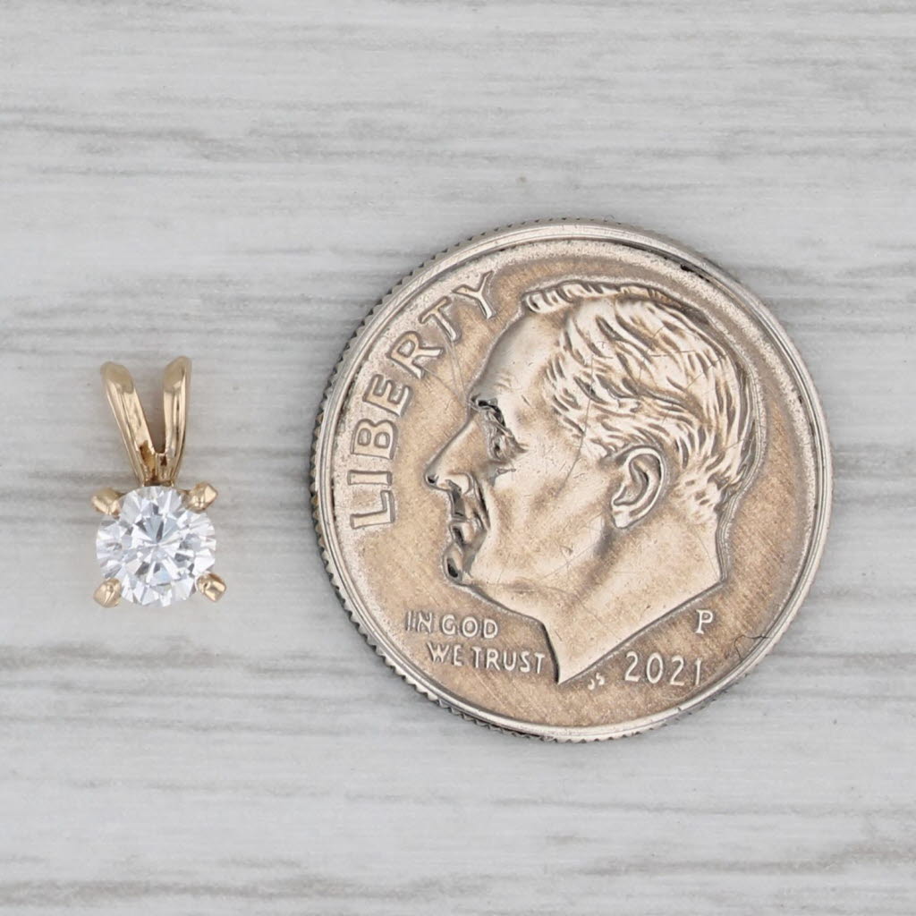 Gray 0.22ct Round Diamond Solitaire Pendant 14k Yellow Gold Small Drop