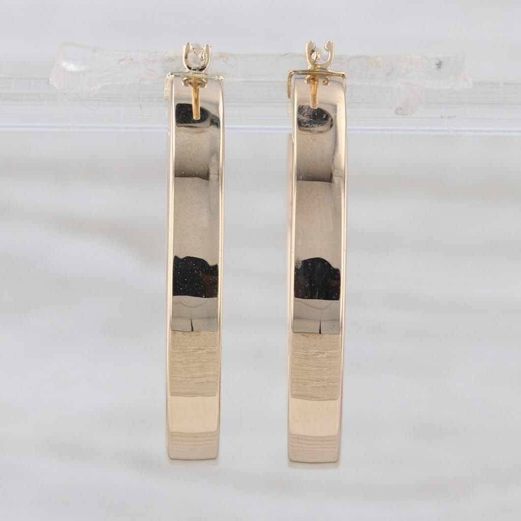 Round Hoop Earrings 14k Yellow Gold Snap Top Hoops 29 x 4mm