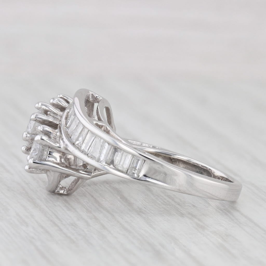 Light Gray 1.70ctw Diamond 3-Stone Bypass Ring 14k White Gold Size 6