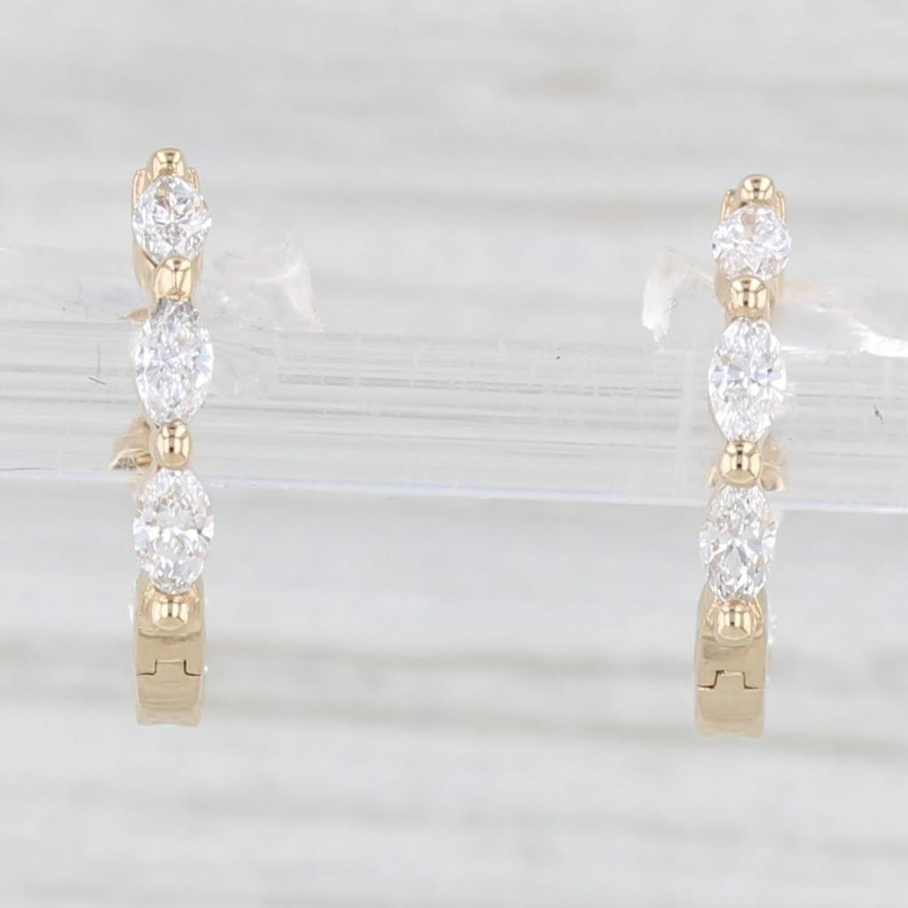 Light Gray New Lab Created Diamond Inside Out Hoop Earrings 14k Yellow Gold Huggie Hoops
