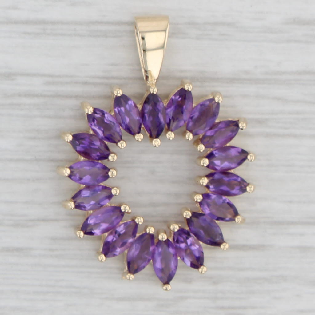 Gray 2.60ctw Amethyst Open Heart Pendant 10k Yellow Gold February Birthstone