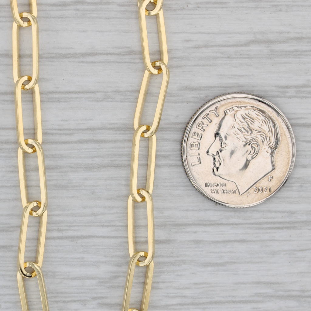 Gray New Paperclip Chain Necklace 14k Yellow Gold 20" 4.1mm