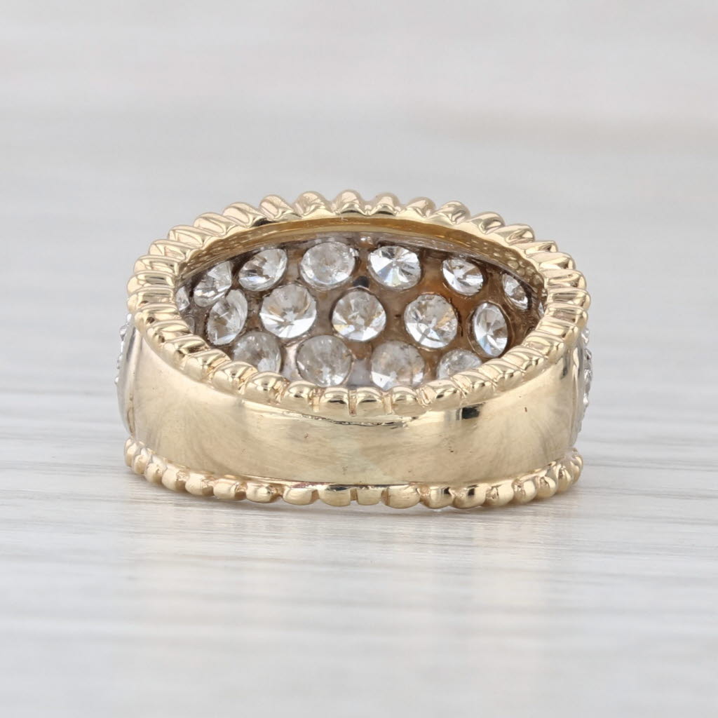 2ctw Pave Diamond Cluster Ring 14k Yellow Gold Size 3.75 Tapering Band