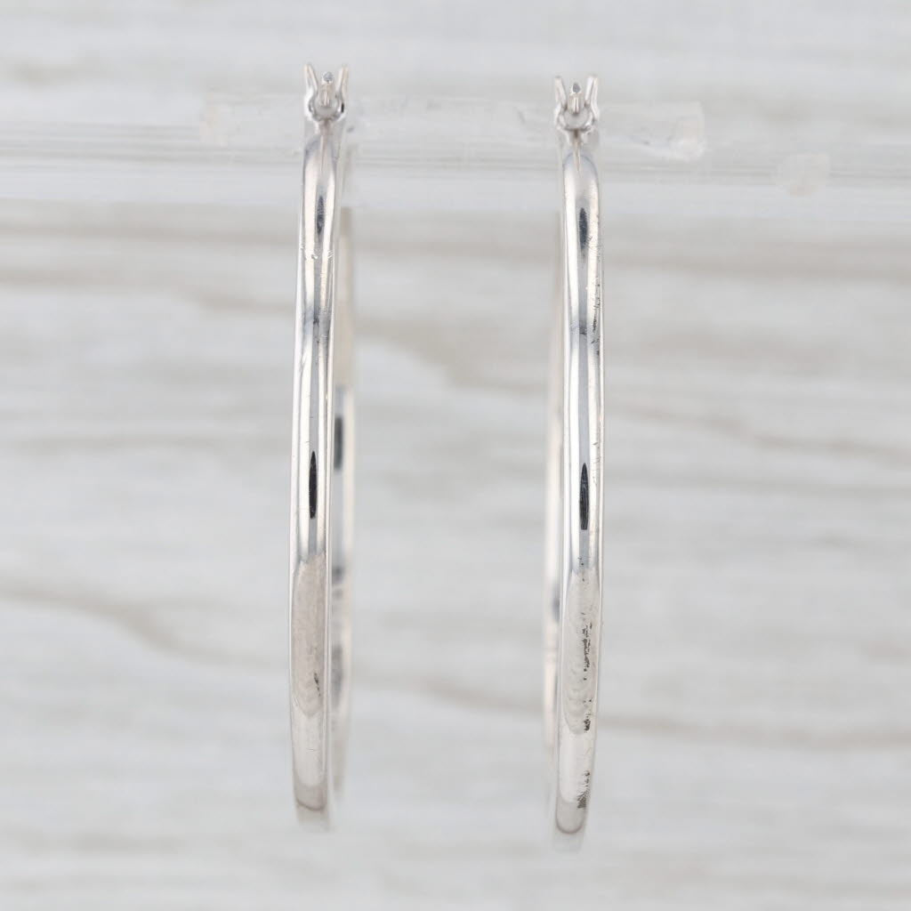0.26ctw Diamond Hoop Earrings Sterling Silver Round Large Hoops 38.4 x 2.2 mm