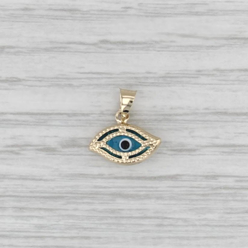 All Seeing Eye of Deity Pendant 14k Yellow Gold Small Drop Charm Talisman