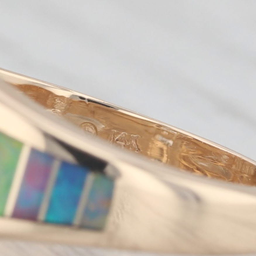 Light Gray Kabana 0.30ctw Diamond Opal Mosaic Ring 14k Yellow Gold Size 6