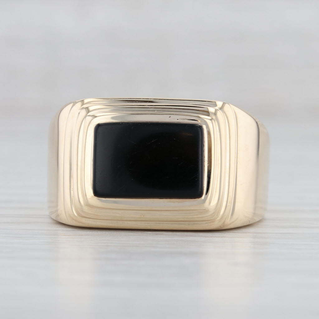 Light Gray Dolan Bullock Onyx Ring 14k Yellow Gold Size 11 Men's Vintage