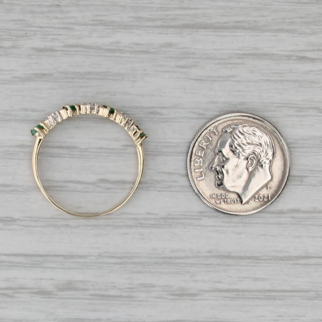 0.26ctw Emerald Diamond Ring 10k Yellow Gold Size 7 Stackable Bridal