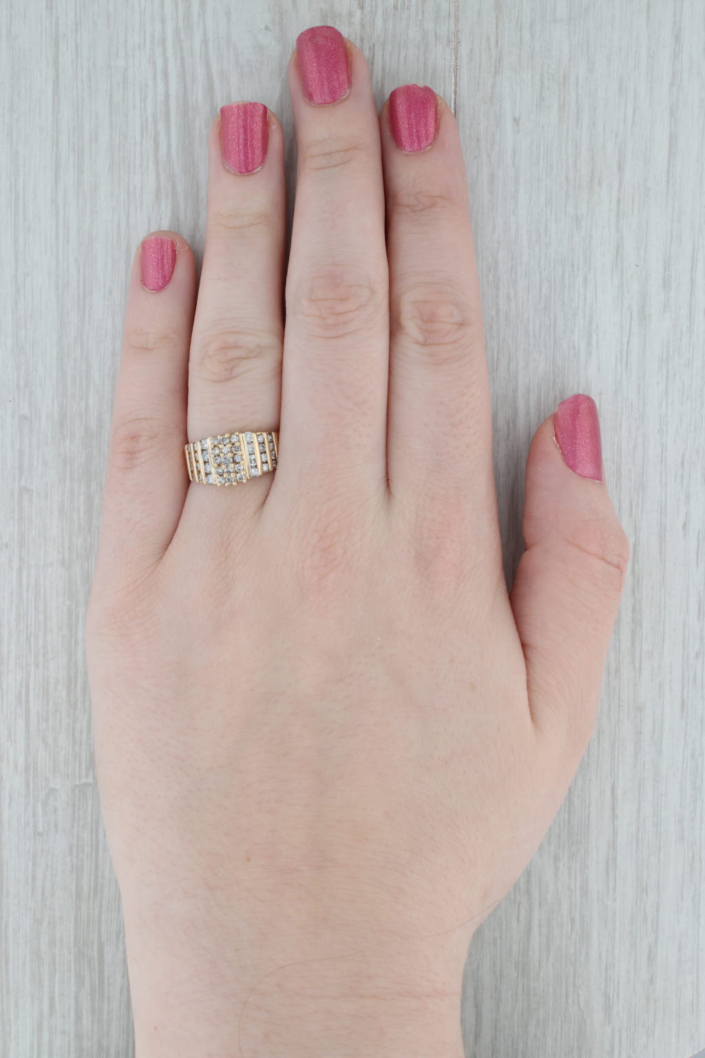 Gray 0.78ctw Diamond Cluster Ring 10k Yellow Gold Size 8