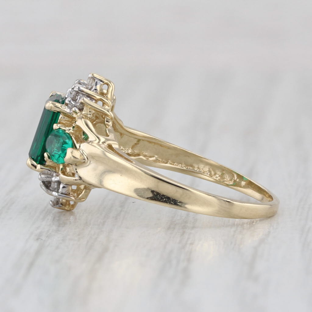 1.35ctw Lab Created Emerald Diamond Ring 14k Yellow Gold Size 7