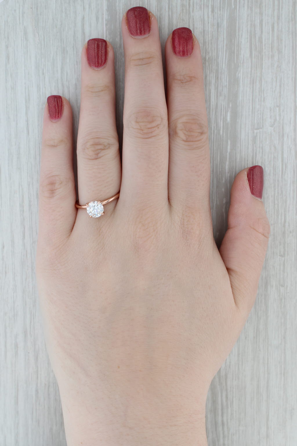 Gray Brilliant Earth 1.85ctw Round Lab Grown Diamond Solitaire Ring 14k Rose Gold Box