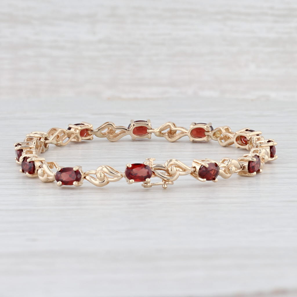 Light Gray 6.80ctw Garnet Bracelet 14k Yellow Gold 6.75" 4.8mm