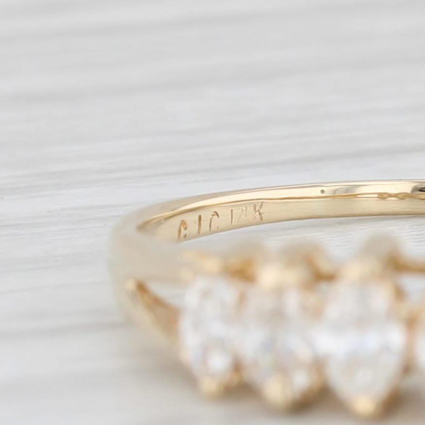 Light Gray 0.36ctw Tiered Marquise Diamond Ring 14k Yellow Gold Size 8.5 Stackable