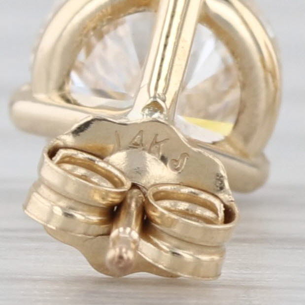 New IGI Lab Grown 2.03ctw Round Diamond Martini Stud Earrings 14k Gold Studs