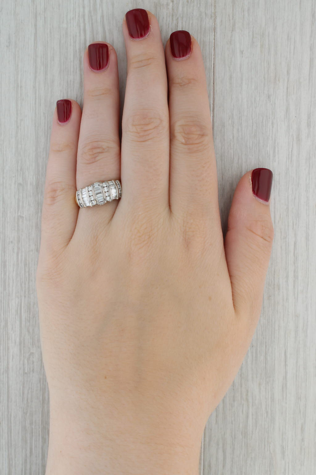 Dark Gray 1.04ctw Diamond Ring 18k White Yellow Gold Size 8 Anniversary