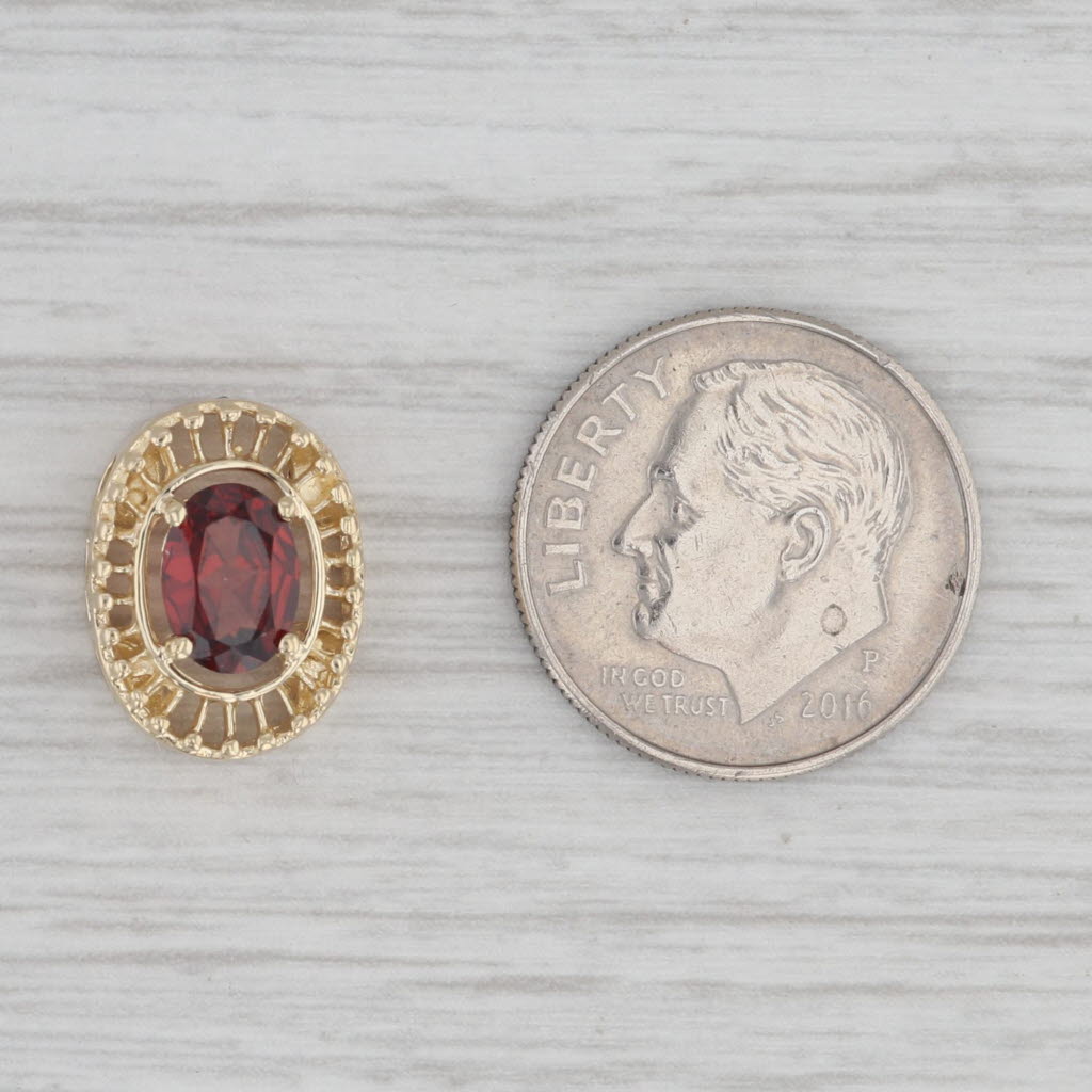 Gray Vintage 0.95ct Garnet Slide Bracelet Charm 14k Yellow Gold Oval Solitaire