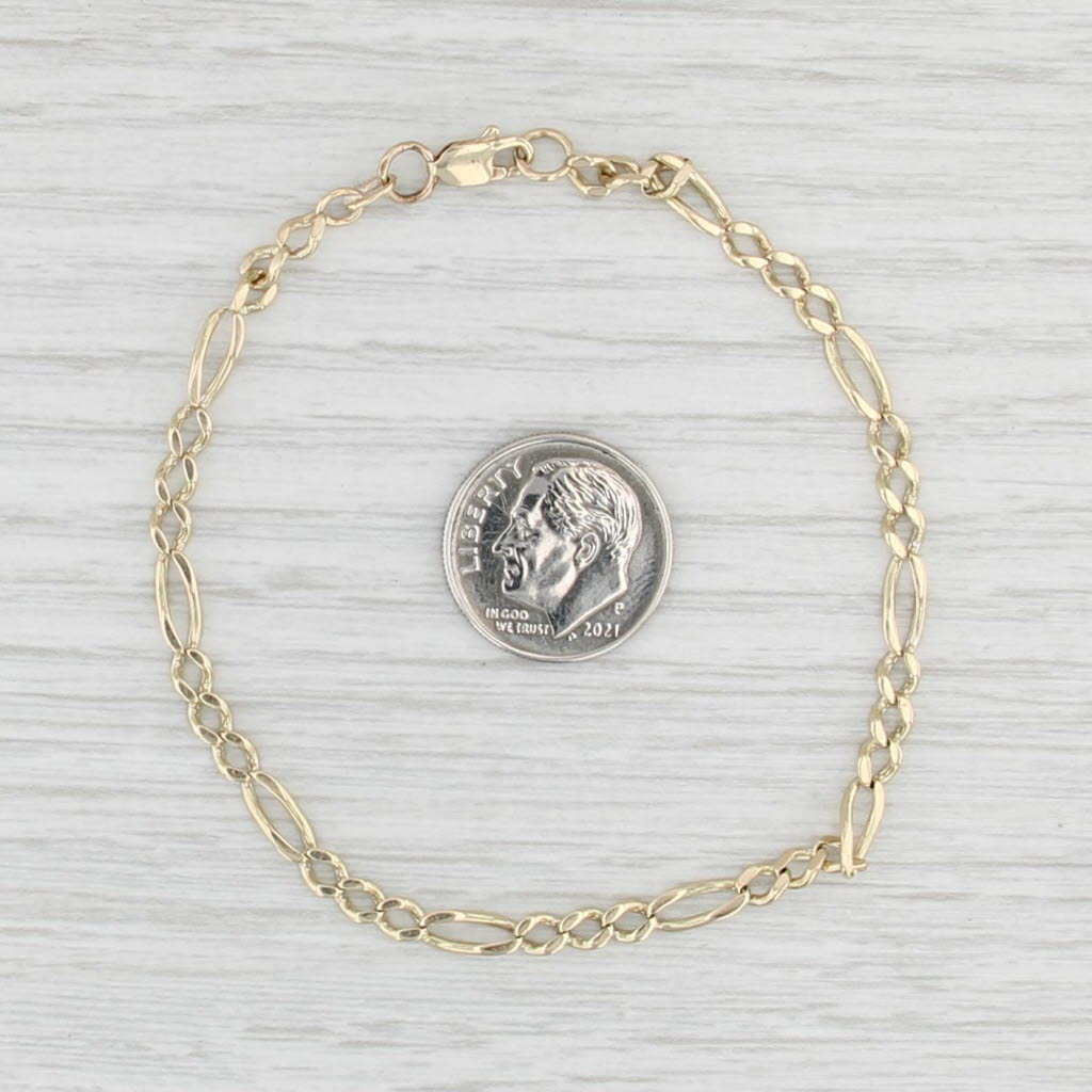 Figaro Chain Bracelet 14k Yellow Gold 7.75" 3.4mm