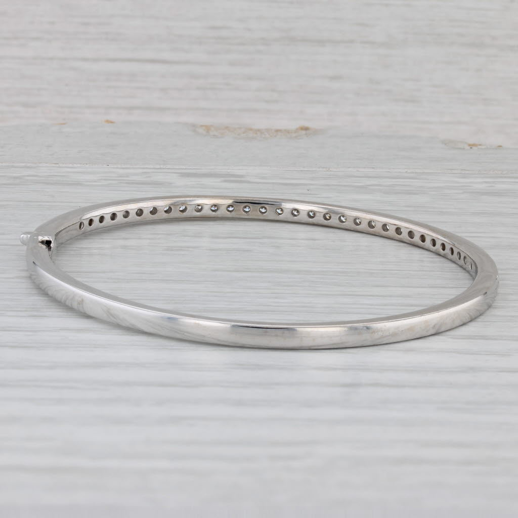Gray 1.05ctw Diamond Bangle Bracelet 18k White Gold 6.5" Hinged Hearts on Fire