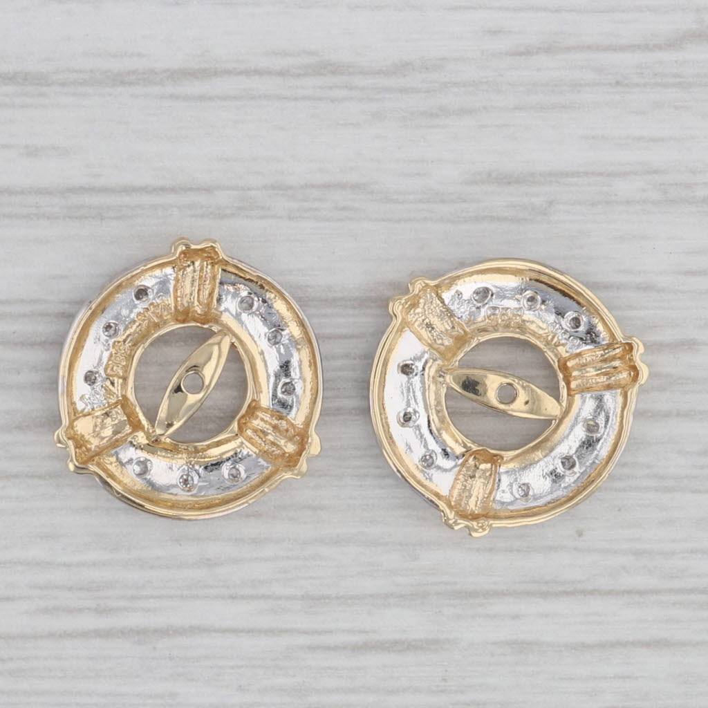 Gray Diamond Circle Earring Enhancers Jackets for Stud Earrings 14k Gold
