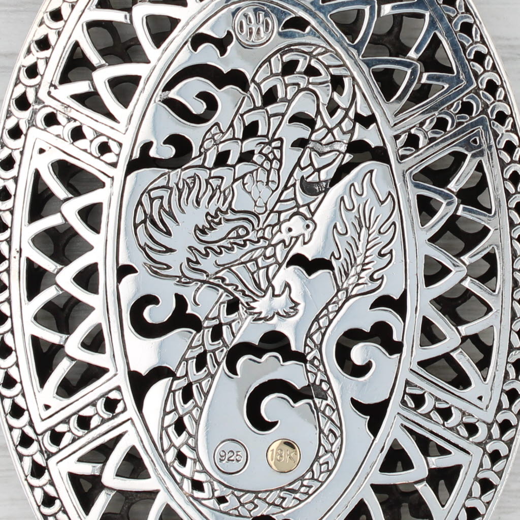 Dark Slate Gray John Hardy Naga Dragon Statement Pendant Sterling Silver 18k Gold Large Enhancer