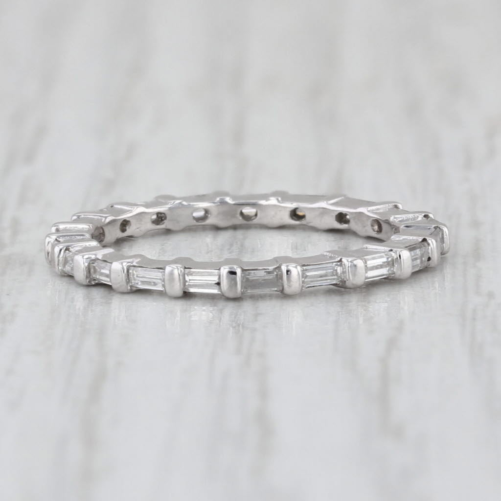 0.55ctw Diamond Wedding Band Platinum Bridal Size 5 Stackable Ring