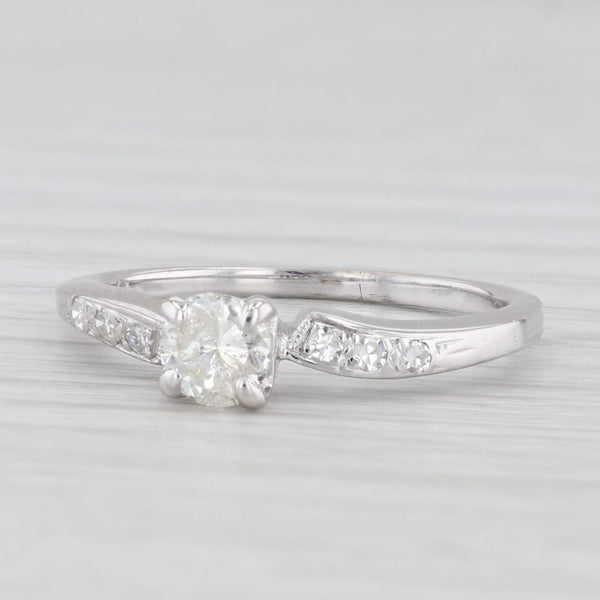 0.33ctw Round Diamond Engagement Ring 14k White Gold Size 5.5