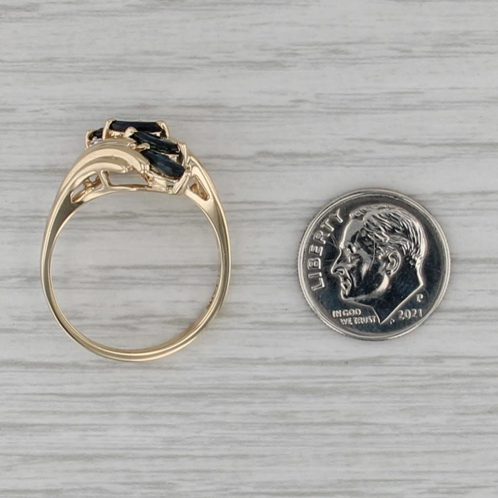 1.73ctw Blue Sapphire Bypass Ring 14k Yellow Gold Size 10.25