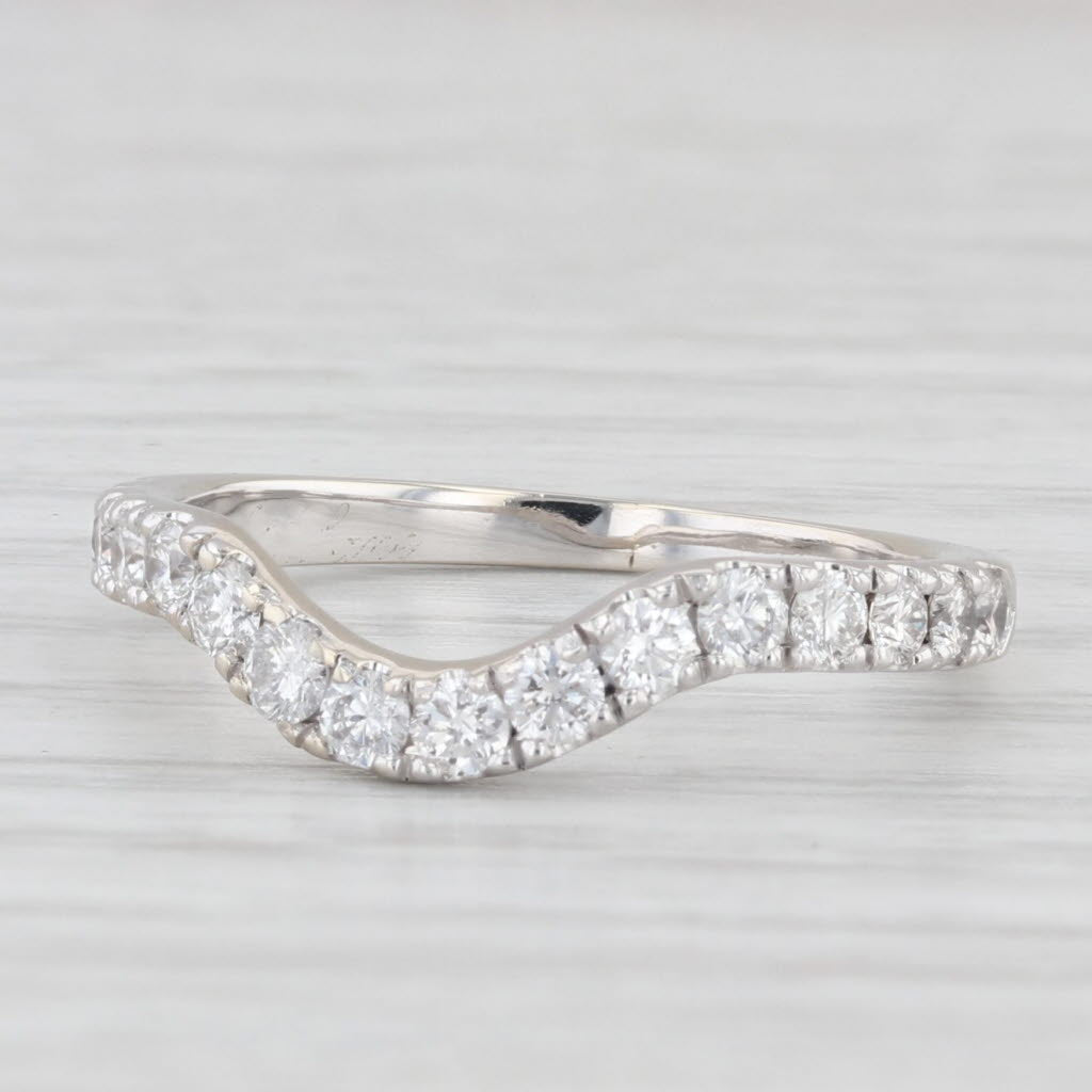 Light Gray 0.52ctw Diamond Contoured Wedding Band 14k White Gold Size 6.25 Stackable Guard