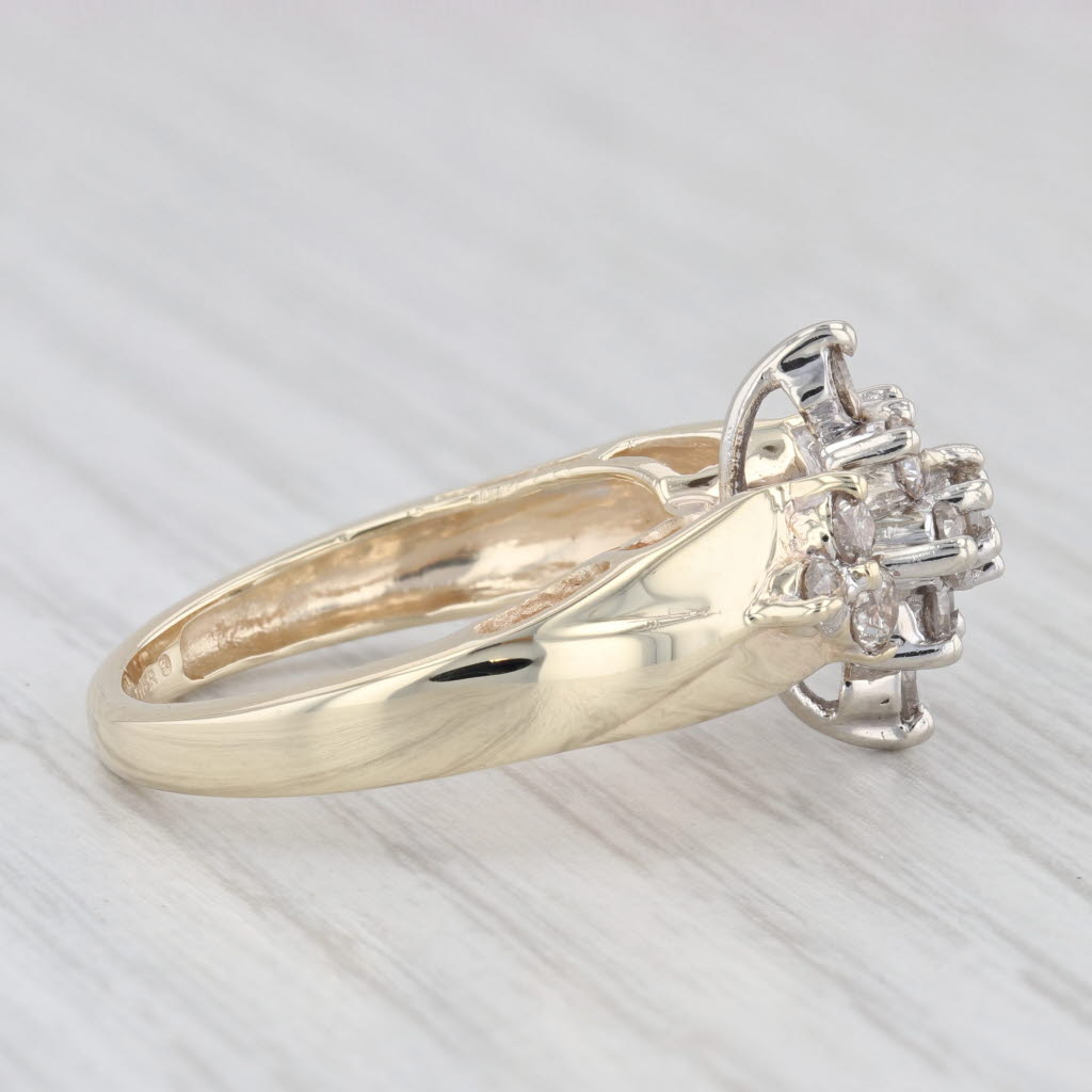 Light Gray 0.78ctw Round Diamond Cluster Ring 10k Yellow Gold Size 7.25 Engagement