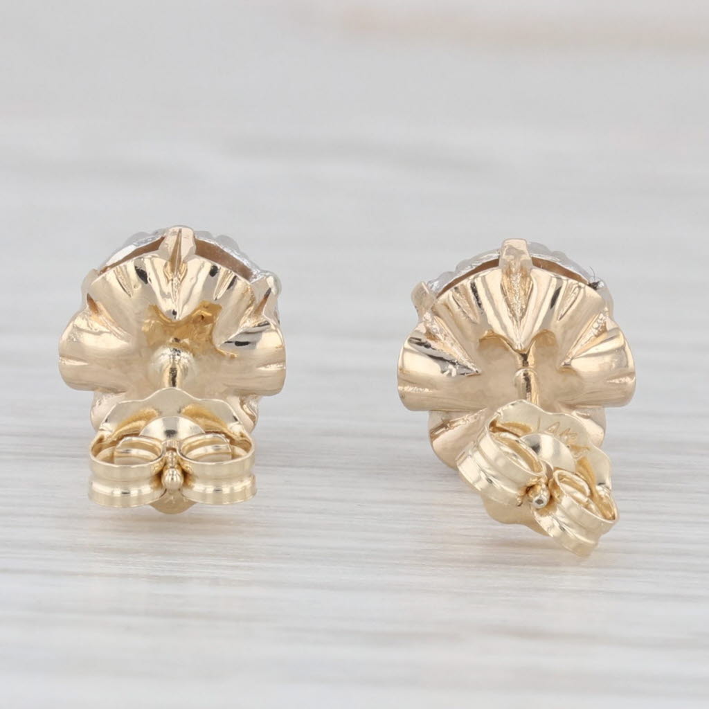 Light Gray 0.24ctw Diamond Cluster Stud Earrings 14k Gold Buttercup Flower