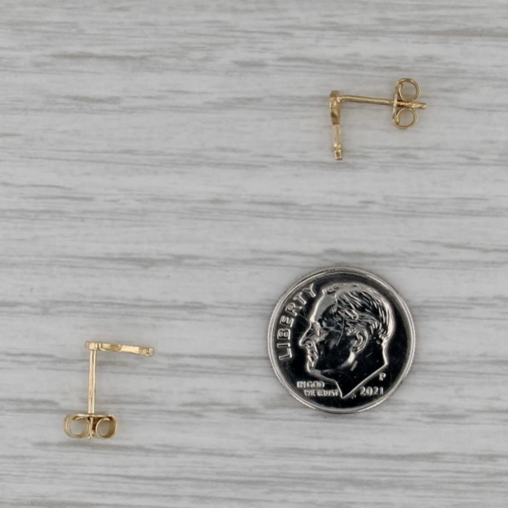 Heart Skeleton Key Stud Earrings 18k Yellow Gold Small Studs