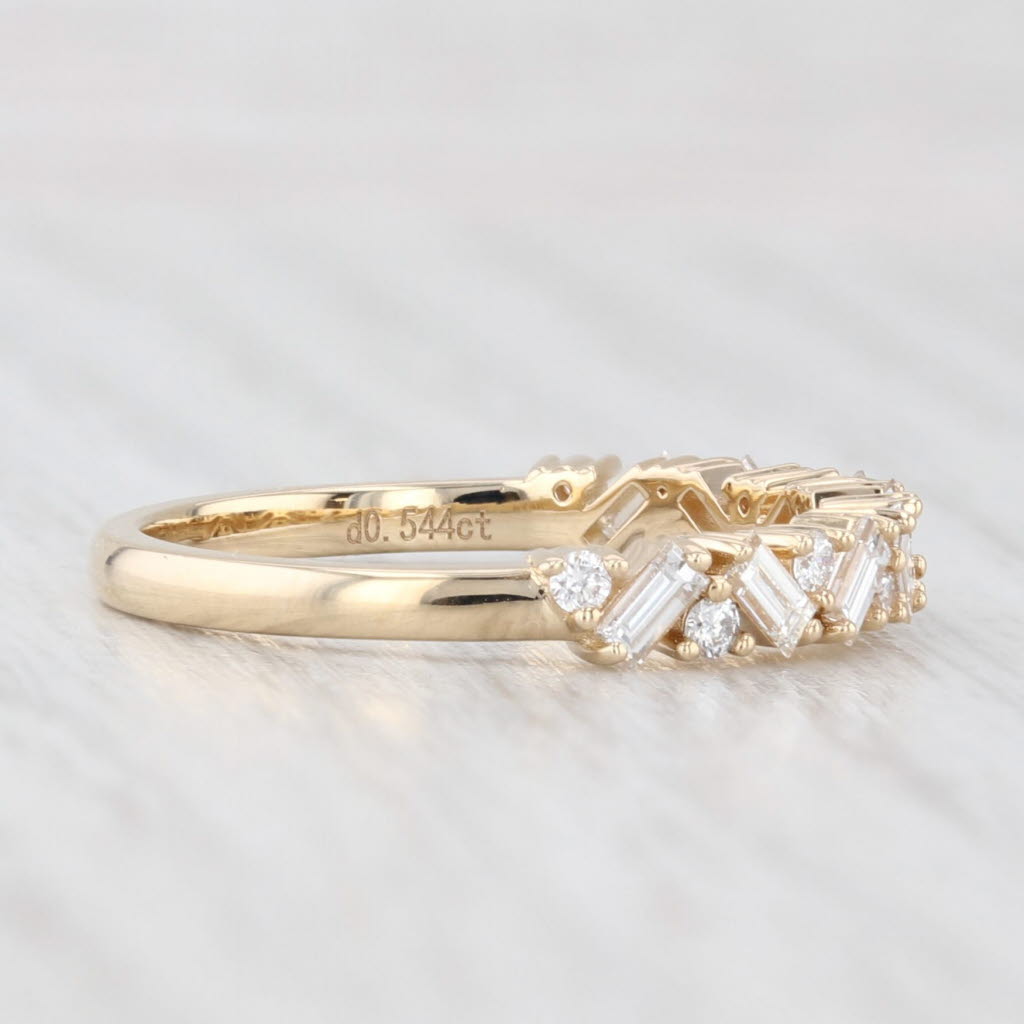 Light Gray New 0.54ctw Diamond Wedding Band 14k Yellow Gold Stackable Anniversary Ring 6.5
