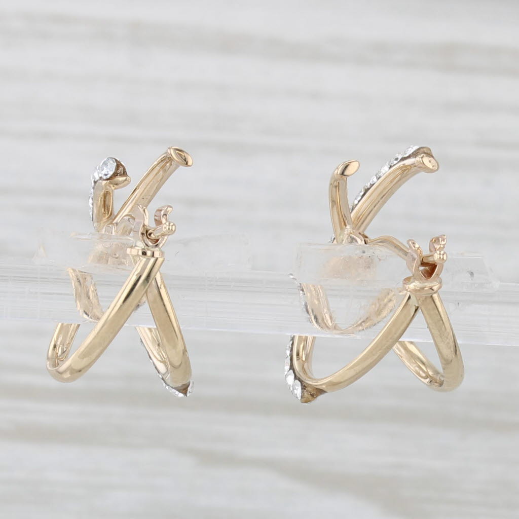 Light Gray Glass X Drop Earrings 14k Yellow Gold Snap Top Posts