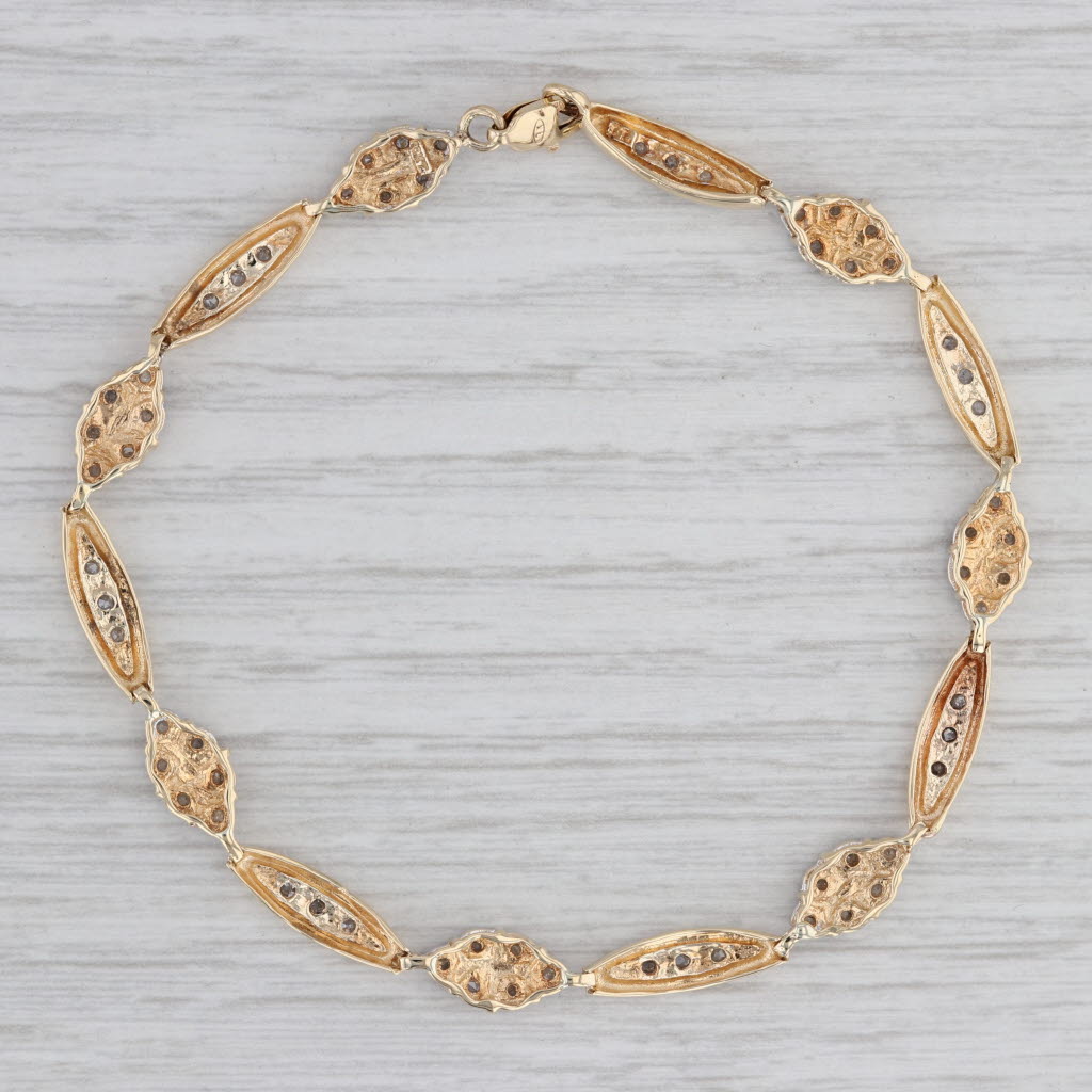 Gray 0.76ctw Diamond Bracelet 10k Yellow Gold 7.5" 5.9mm