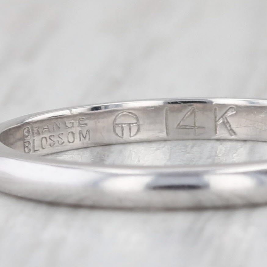 Traub Orange Blossom Art Deco Wedding Band 14k White Gold Size 5 Stackable Ring