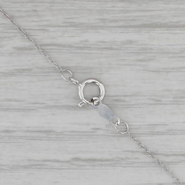 New Diamond Angel Wings Pendant Necklace 10k White Gold 18" Rope Chain