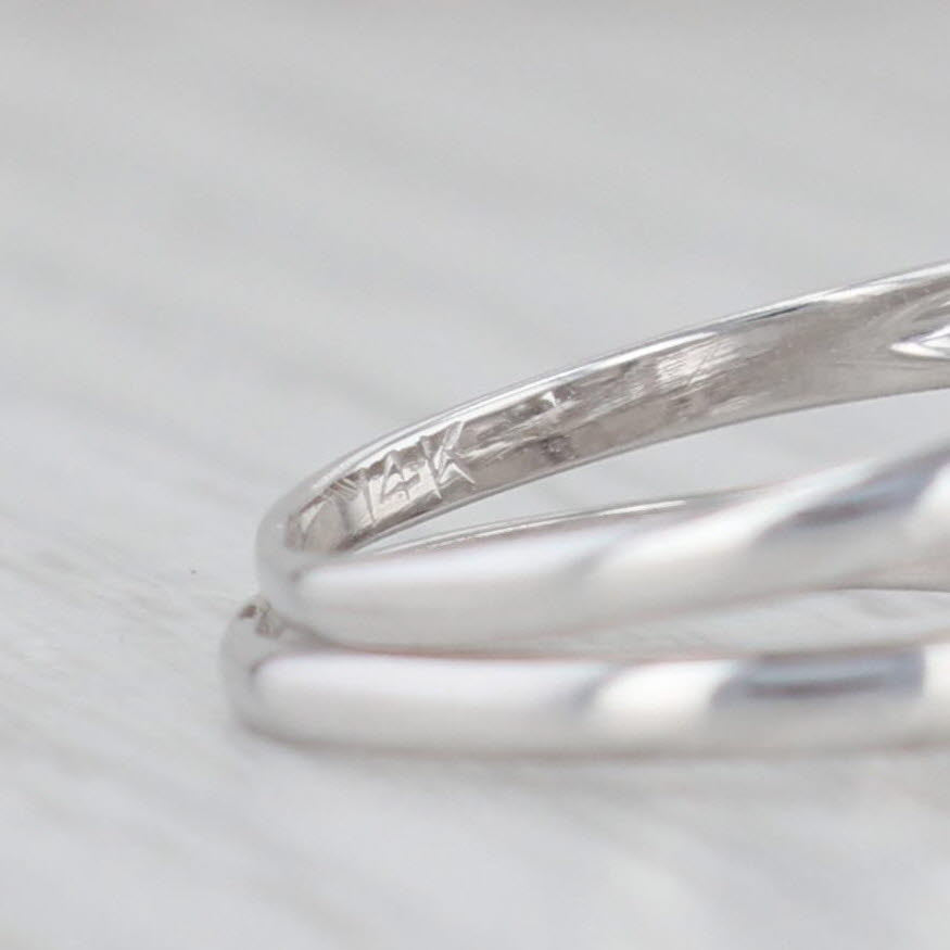 Light Gray Vintage Diamond Engagement Ring Wedding Band Bridal Set 14k White Gold Sz 5.75-6