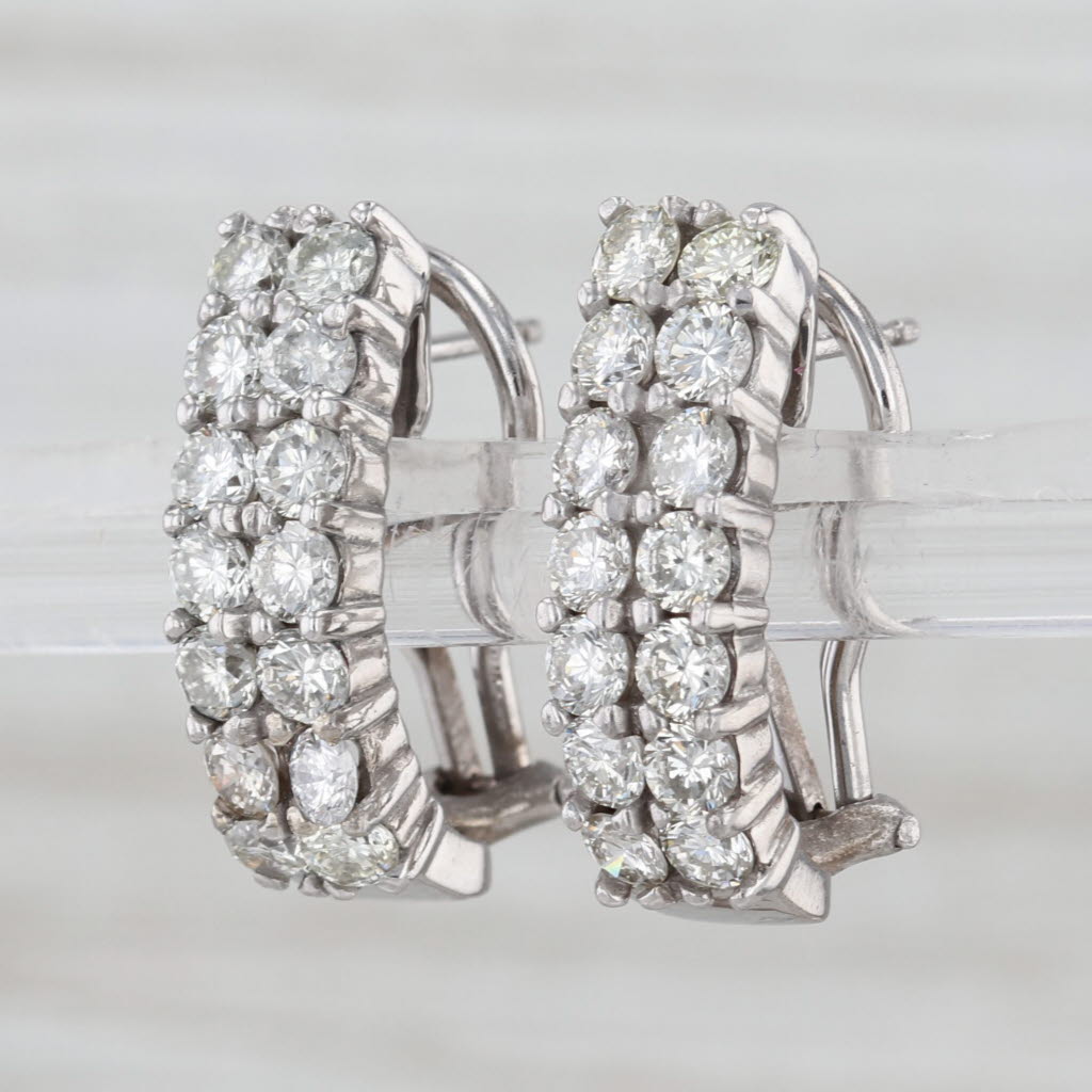 2ctw Diamond Drop Earrings 14k White Gold J-Hook Omega Backs