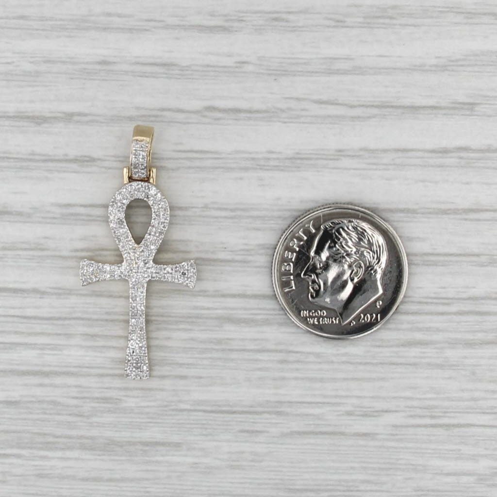 0.27ctw Diamond Ankh Cross Pendant 10k Yellow Gold