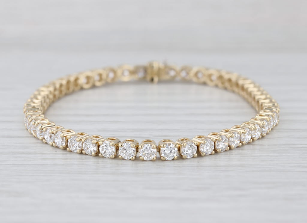 New 7.73ctw Lab Grown Diamond Tennis Bracelet 14k Yellow Gold 7" 3.5mm VS2 F-G