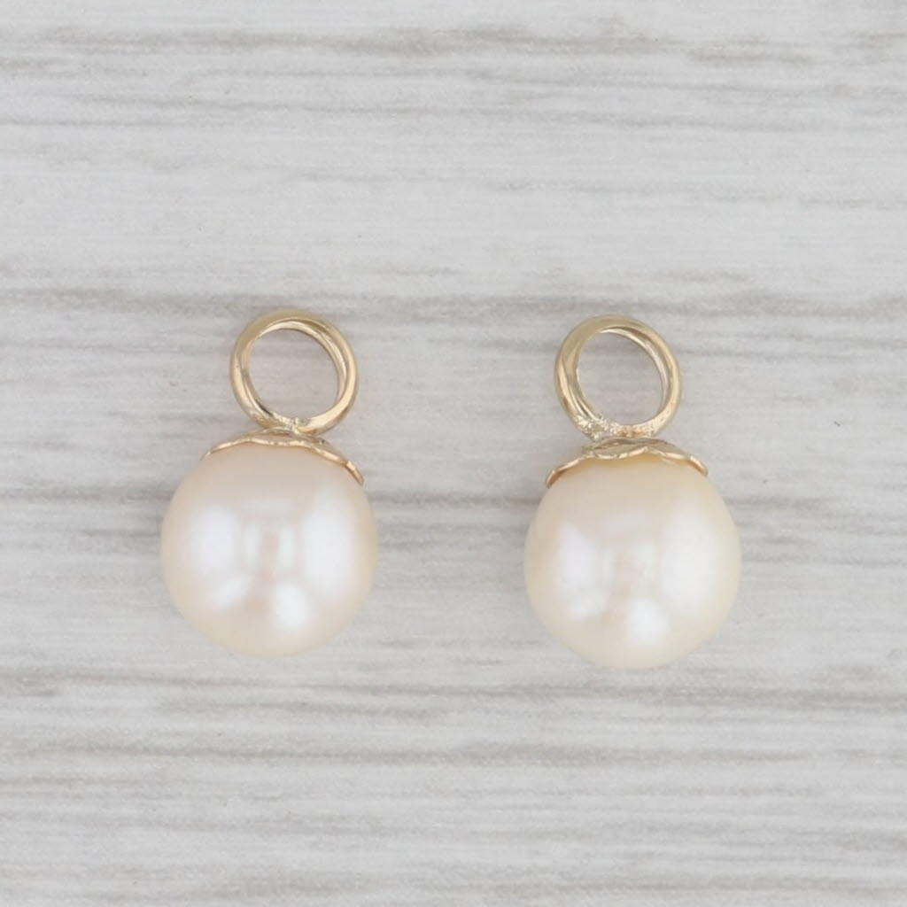 Gray Cultured Pearl Earring Enhancer Charms 14k Yellow Gold