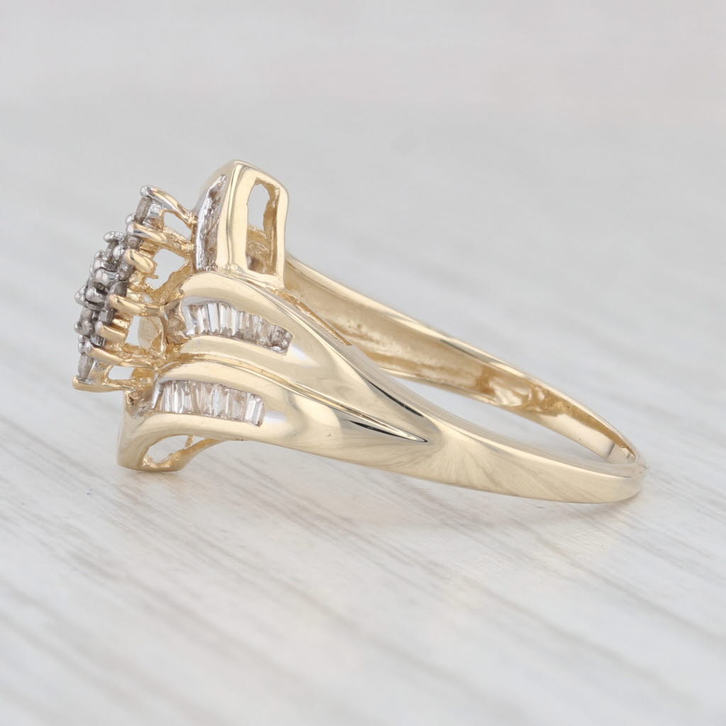 Light Gray 0.50ctw Diamond Cluster Bypass Ring 10k Yellow Gold Size 8 Engagement