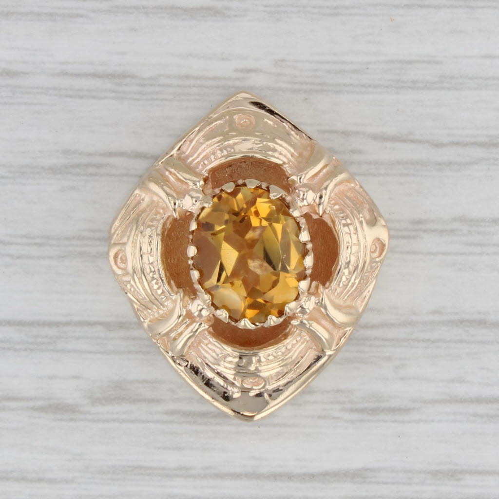 Gray Large Vintage 2.40ct Citrine Slide Bracelet Charm 14k Yellow Gold Richard Klein