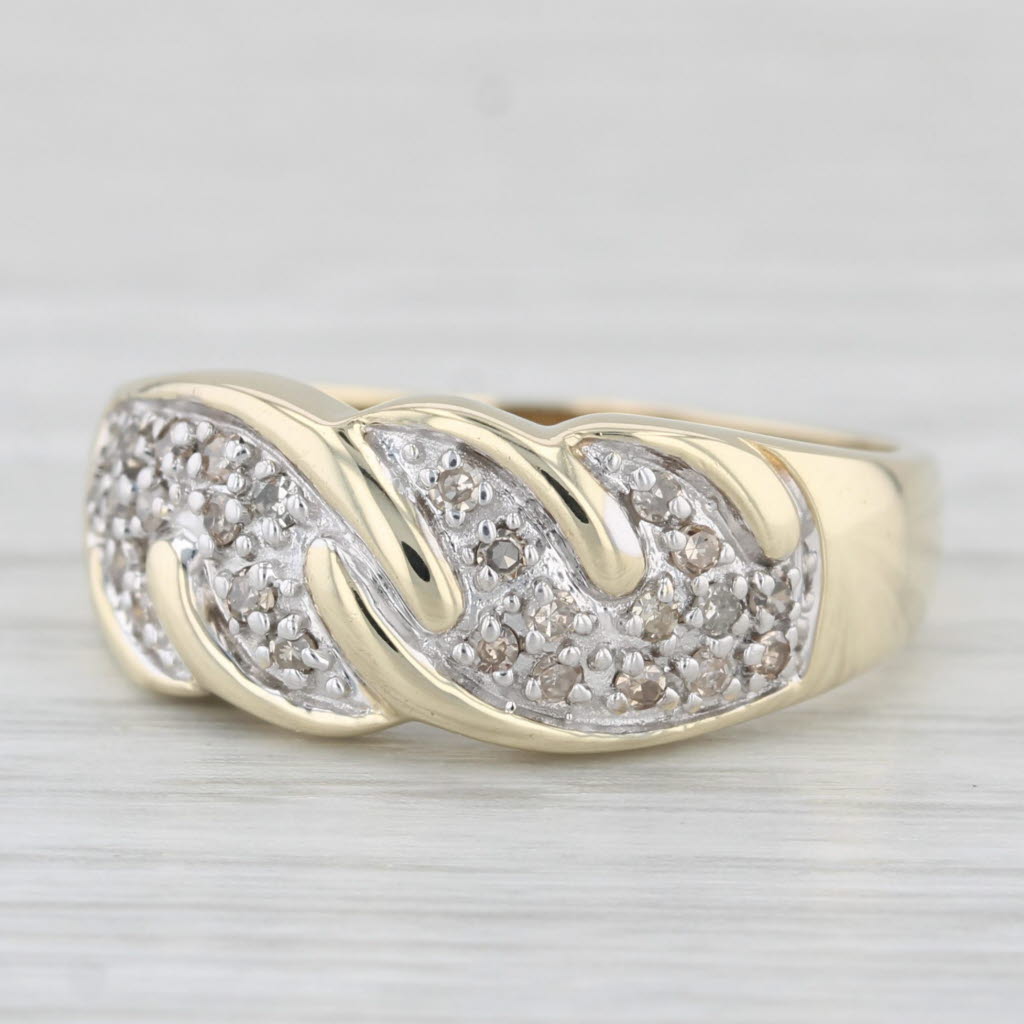 Light Gray 0.20ctw Pave Diamond Ring 10k Yellow Gold Size 8.5
