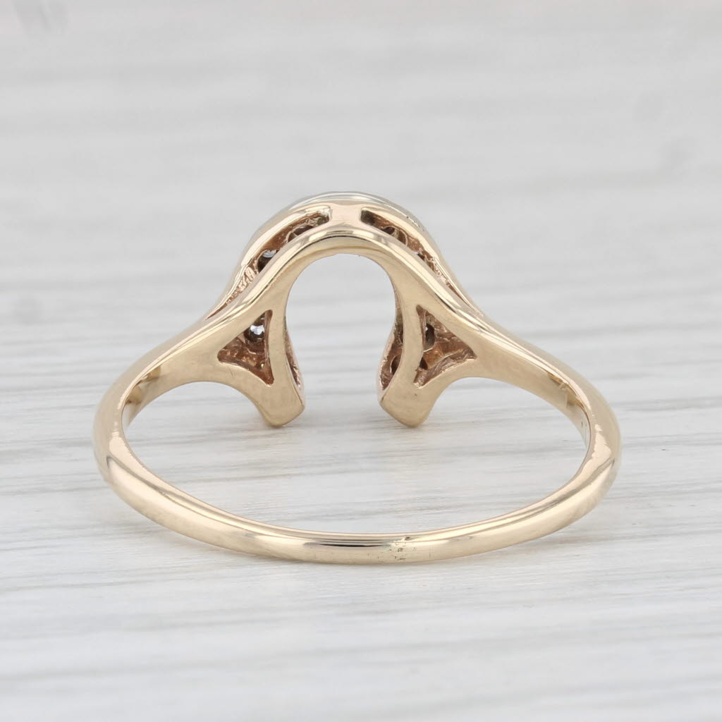 Light Gray Diamond Horseshoe Ring 10k Yellow Gold Size 8.25 Western Luck