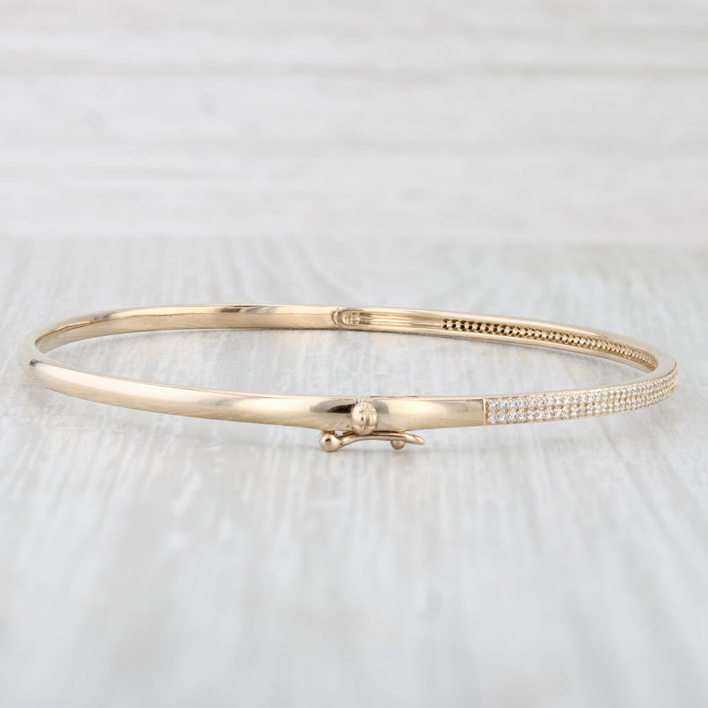 Ferko's 2 Row Pave 0.70ctw Diamond Bangle Bracelet 14k Yellow Gold 7.5" L 2.5mm