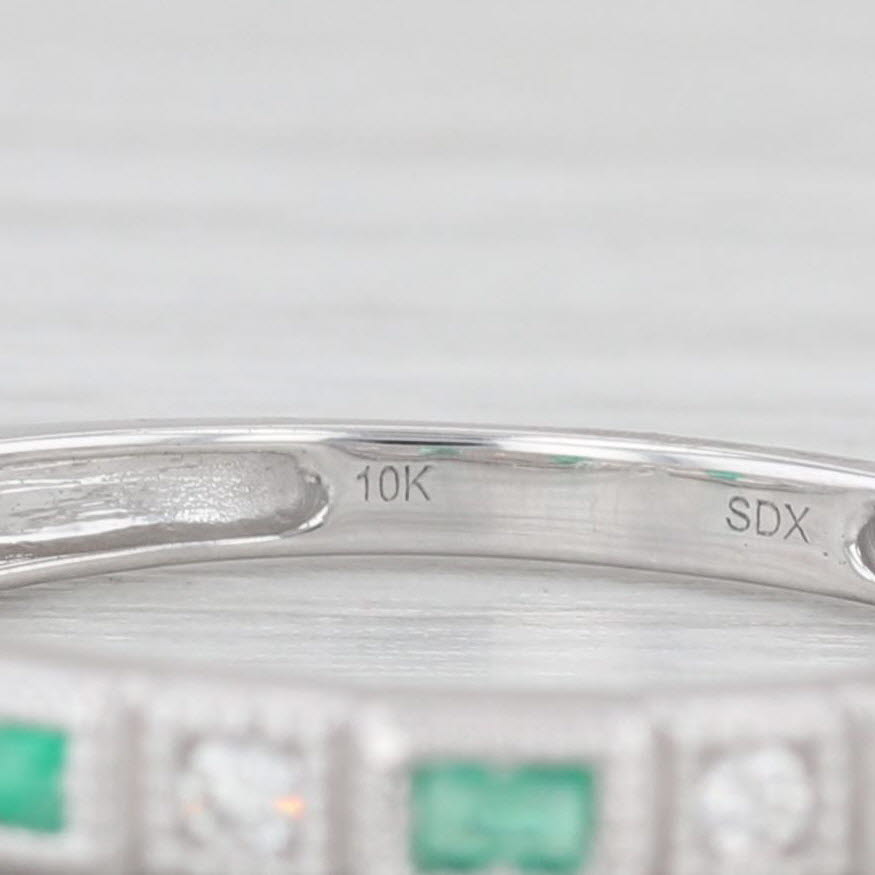 Light Gray New 0.20ctw Emerald Diamond Ring 10k White Gold Stackable Wedding Size 7