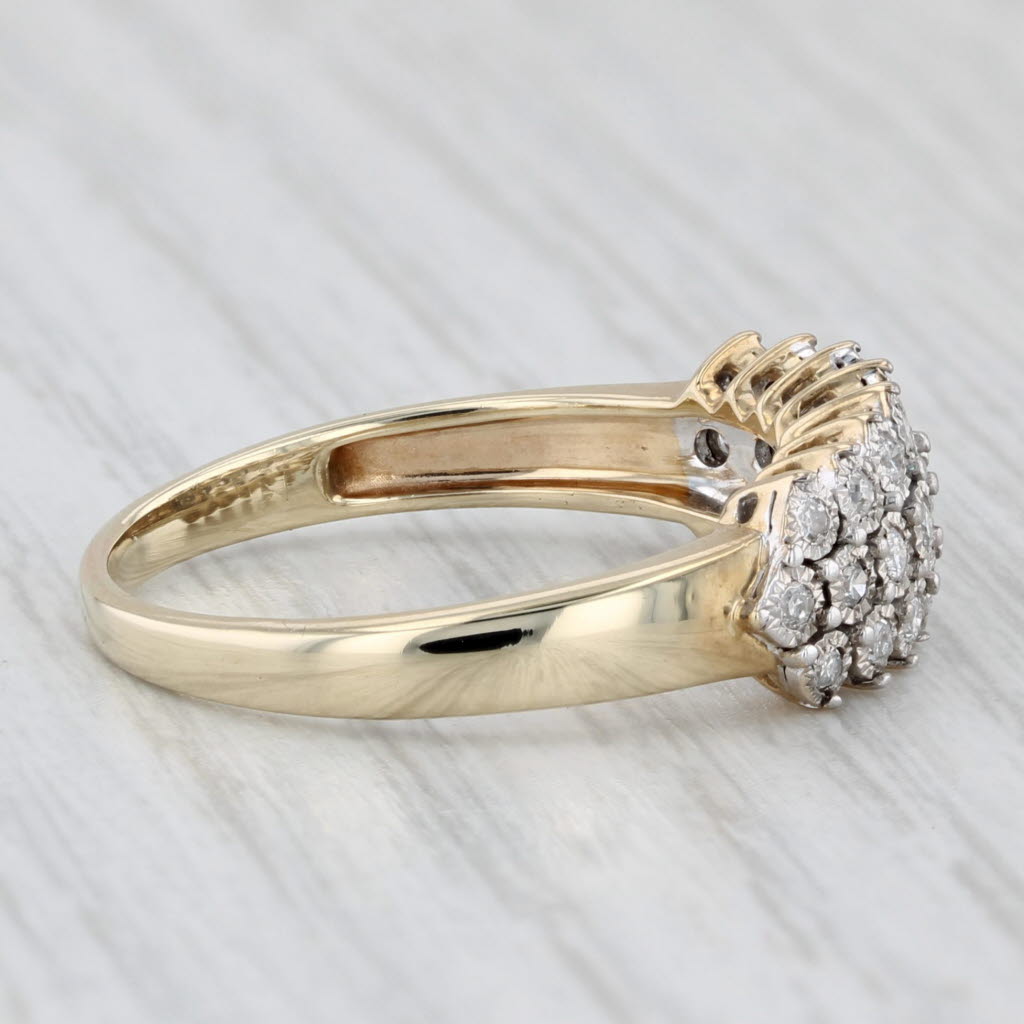 Light Gray 0.20ctw Diamond Cluster Ring 10k Yellow Gold Size 8.5 Wedding